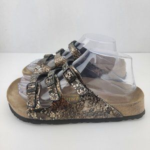 Birkenstock Papillo Womens Size 6 Copper Floral Butterfly Buckle Slide Leather S